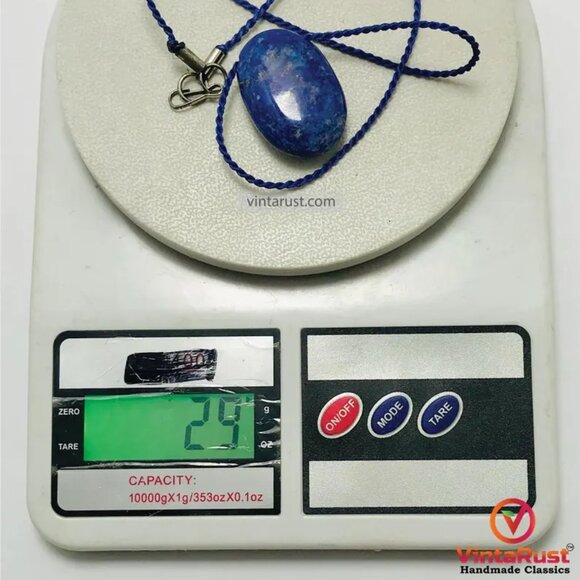 Lapis Lazuli Pendant Necklace, Gemstone Oval Shape Necklace Natural Good Quality - Picture 11 of 11